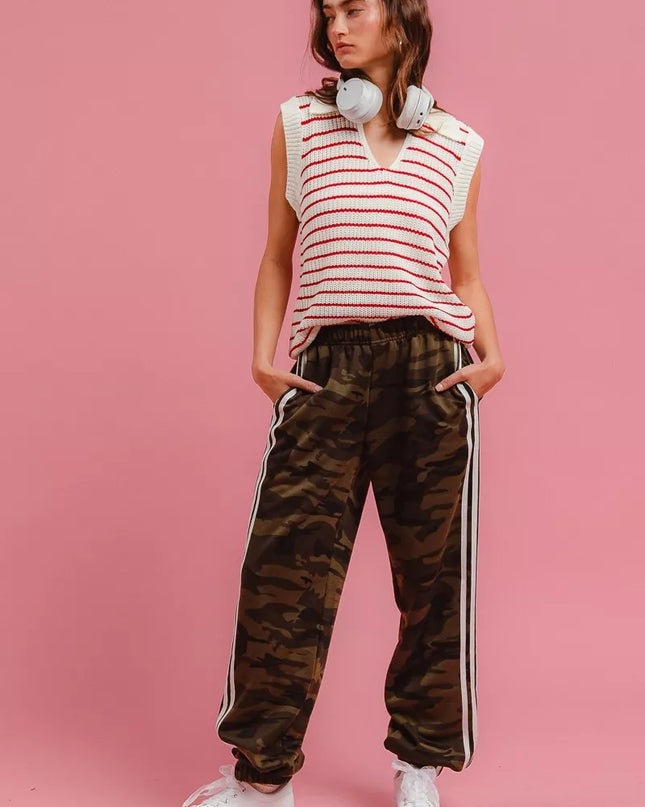 BiBi Side Lines Camouflage Track Pants - Sleekdenim.com