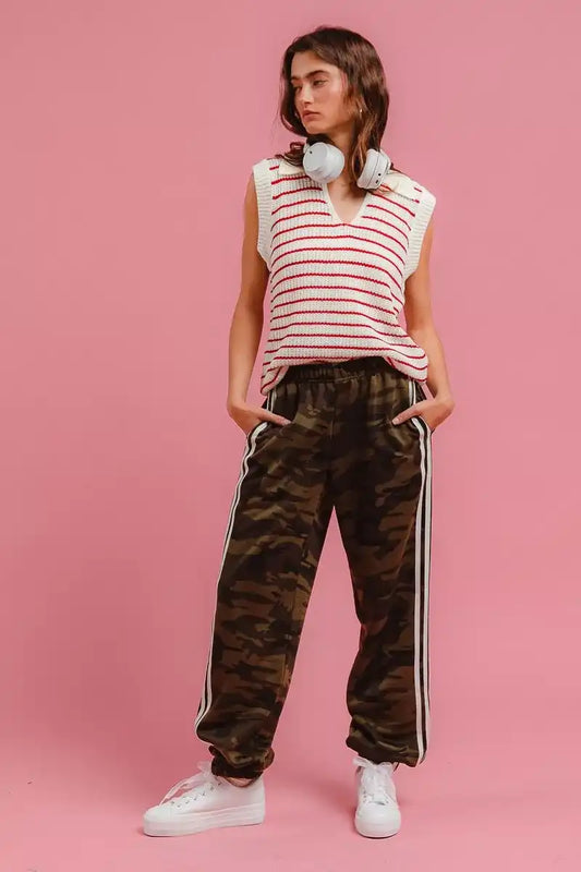 BiBi Side Lines Camouflage Track Pants - Sleekdenim.com