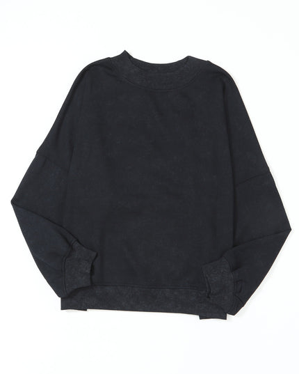 Brown Plain Drop Shoulder Crew Neck Pullover Sweatshirt