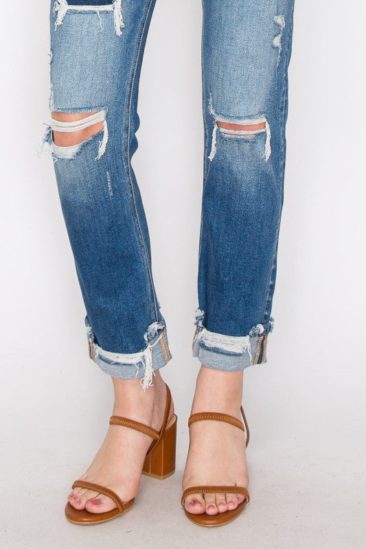 AT1002MT Tummy Control High Rise Straight Jeans - Sleekdenim.com