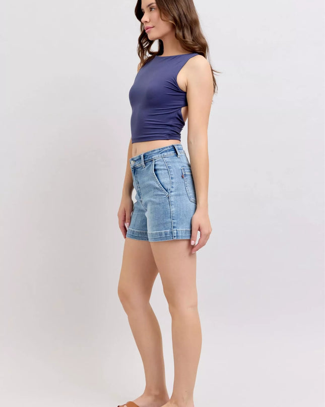 Judy Blue Mid Rise Denim Shorts 15289 - Sleekdenim.com
