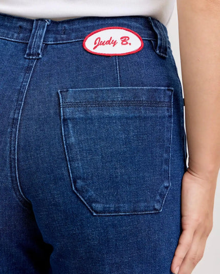 Judy Blue High-Waisted Retro Wide Jeans with Patch Pkts & Twisted Seams - Sleekdenim.com