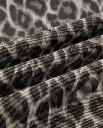 Leopard Denim Straight Leg Jeans - Sleekdenim.com