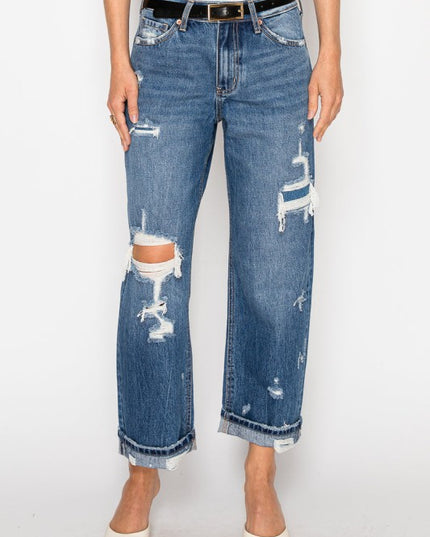 AT2094STM - *Hybrid* High Rise Straight Leg Jeans - Sleekdenim.com