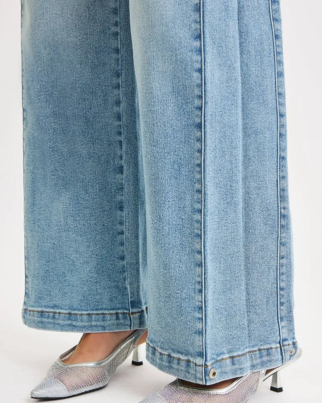 RISEN Mid Rise Wide Barrel Transferable Leg Snap Jeans - Sleekdenim.com
