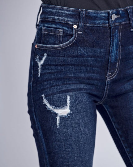 AT5003D HIGH RISE DISTRESSED ANKLE SKINNY JEANS - Sleekdenim.com