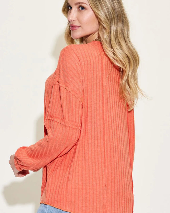 Basic Bae Full Size Ribbed Round Neck Long Sleeve T-Shirt - Sleekdenim.com