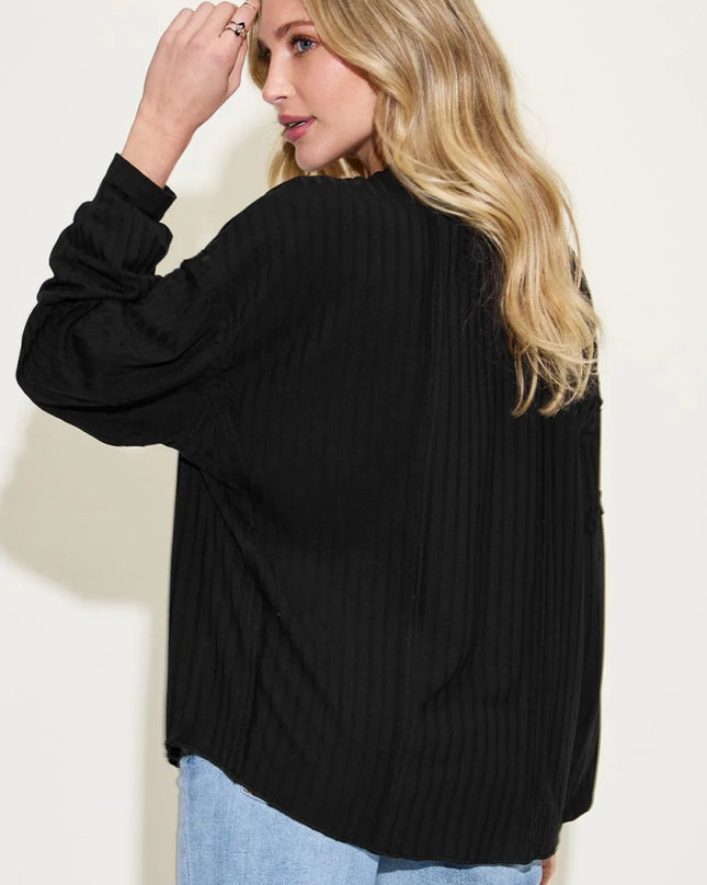 Basic Bae Full Size Ribbed Round Neck Long Sleeve T-Shirt - Sleekdenim.com