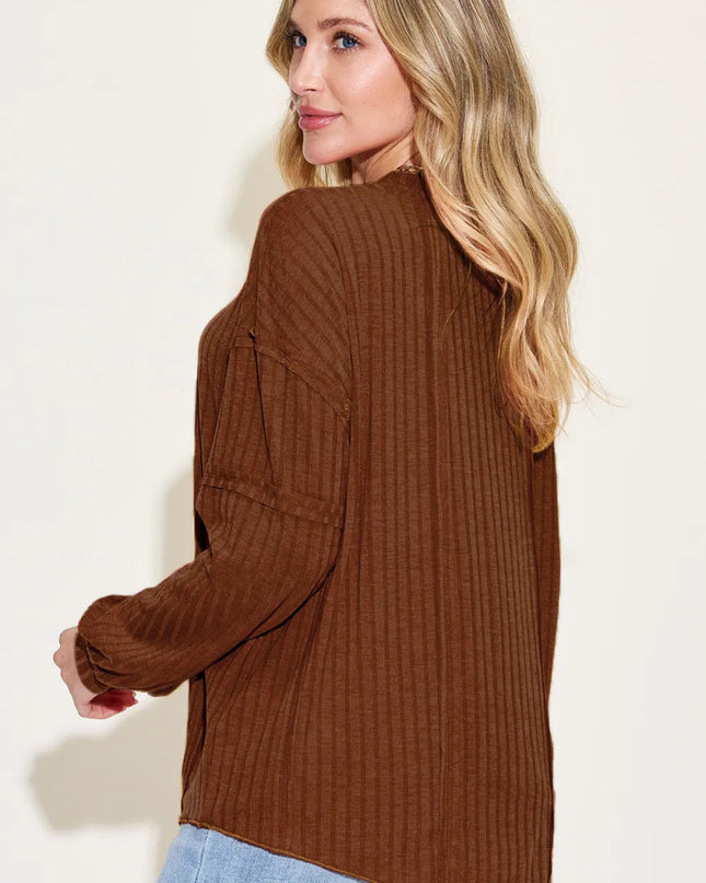 Basic Bae Full Size Ribbed Round Neck Long Sleeve T-Shirt - Sleekdenim.com