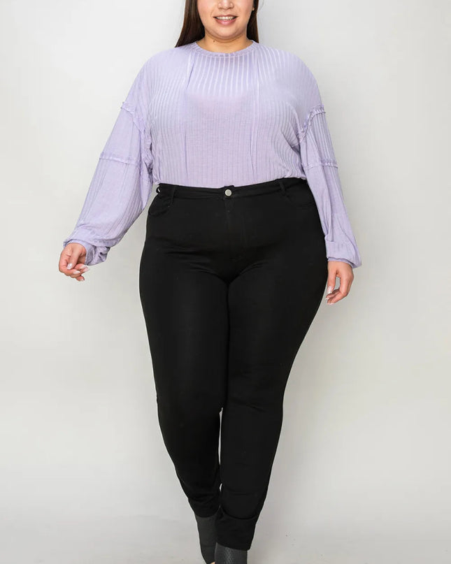 Basic Bae Full Size Ribbed Round Neck Long Sleeve T-Shirt - Sleekdenim.com