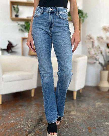 Judy Blue Full Size Mid-Rise Waist Straight Jeans - Sleekdenim.com