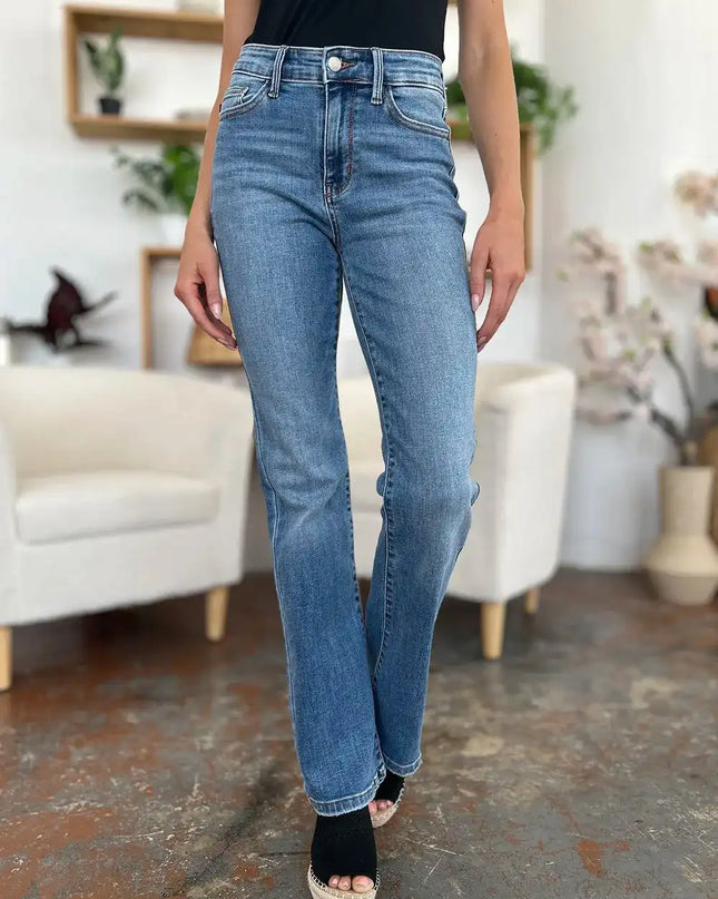 Judy Blue Full Size Mid-Rise Waist Straight Jeans - Sleekdenim.com