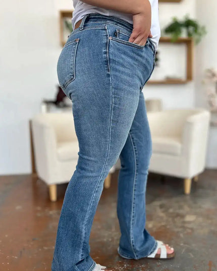 Judy Blue Full Size Mid-Rise Waist Straight Jeans - Sleekdenim.com