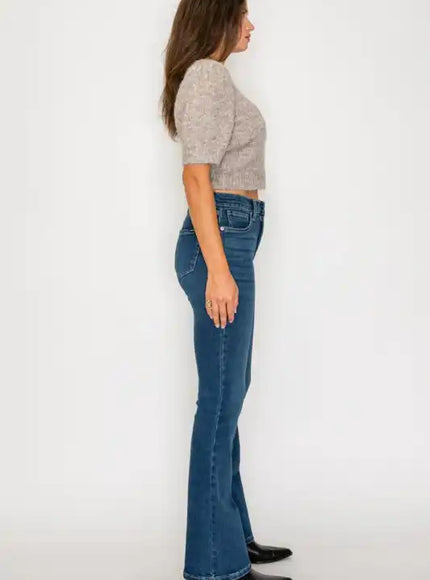 AT20004D - TUMMY CONTROL HIGH RISE BOOTCUT JEANS * - Sleekdenim.com