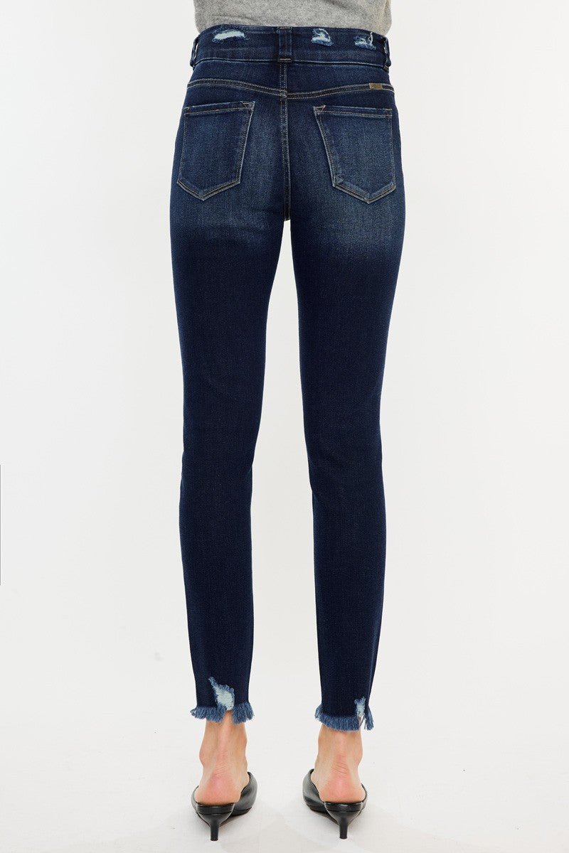 Kancan Full Size Cat's Whiskers Raw Hem High Waist Jeans | Sleekdenim.com