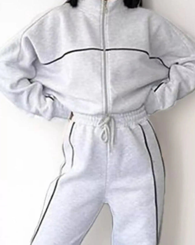 Full Size Zip Up Long Sleeve Top and Pants Set Plus Size - Sleekdenim.com