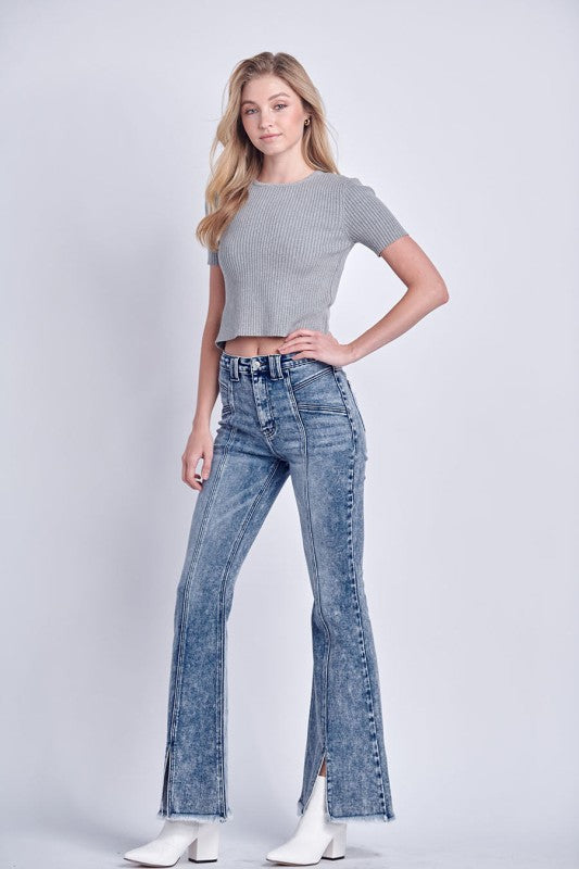 AT1026FLM High Rise Stretch Flare Jeans - Sleekdenim.com