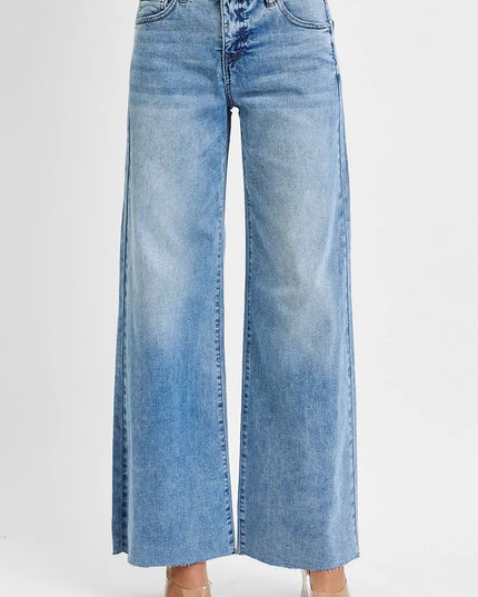 RISEN Full Size Tummy Control High Rise Ankle Palazzo Jeans Plus Size - Sleekdenim.com