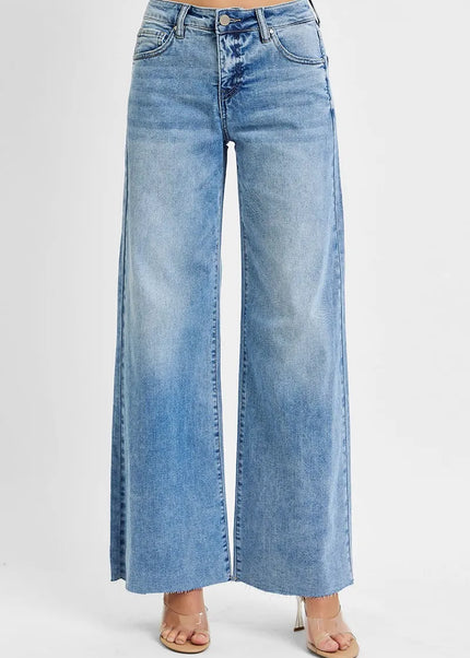 RISEN Full Size Tummy Control High Rise Ankle Palazzo Jeans Plus Size - Sleekdenim.com
