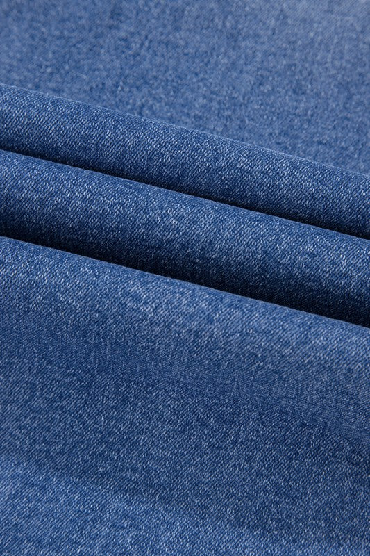 Denim Raw Hem Straight Leg Jeans - Sleekdenim.com