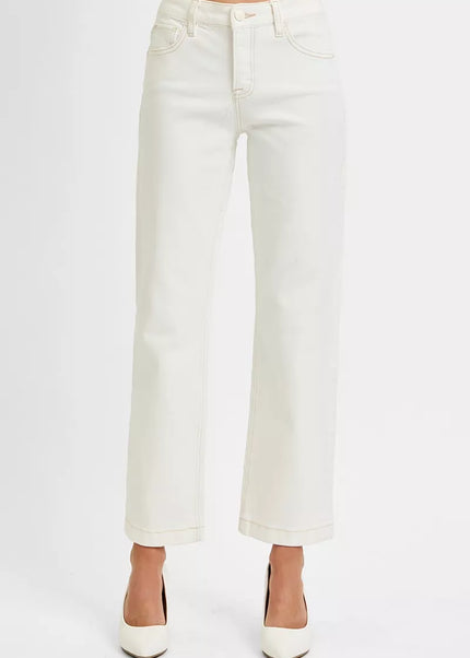 RISEN Full Size Tummy Control Mid Rise Ankle Straight Jeans Plus Size - Sleekdenim.com