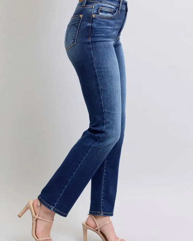 Judy Blue Full Size Washed Straight Leg Jeans with Pockets - Sleekdenim.com