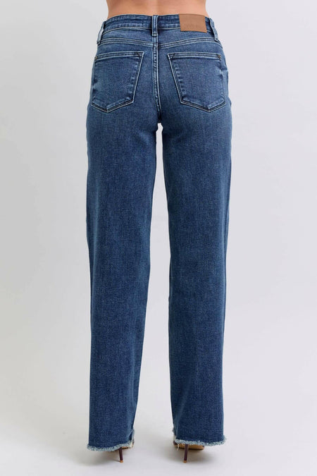 Judy Blue Full Size Raw Hem Mid Rise Jeans | Sleekdenim.com