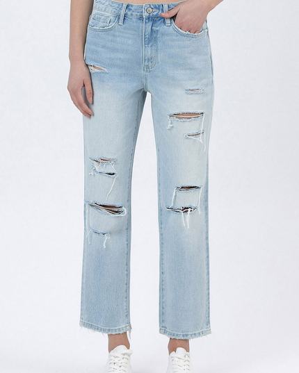 Vervet by Flying Monkey Super High Rise Distressed Crop Straight Jeans