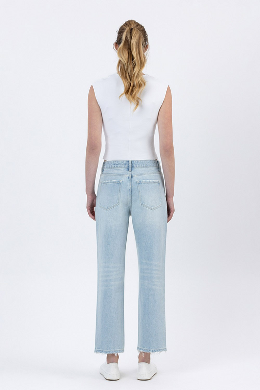 Vervet by Flying Monkey Super High Rise Distressed Crop Straight Jeans