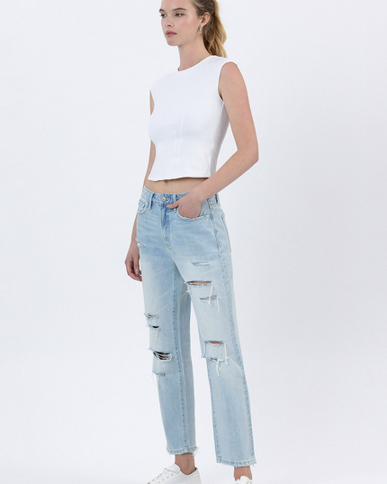 Vervet by Flying Monkey Super High Rise Distressed Crop Straight Jeans