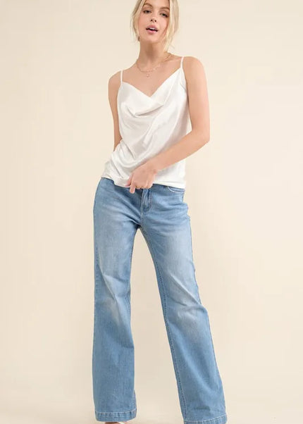And The Why Satin Cami with Adjustable Strap - Sleekdenim.com