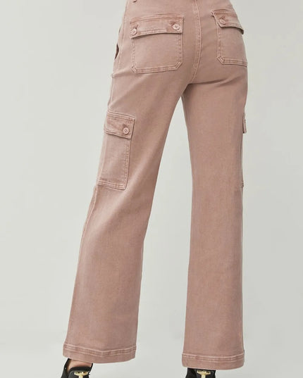 RISEN Full Size High Rise Wide Leg Cargo Jeans - Sleekdenim.com