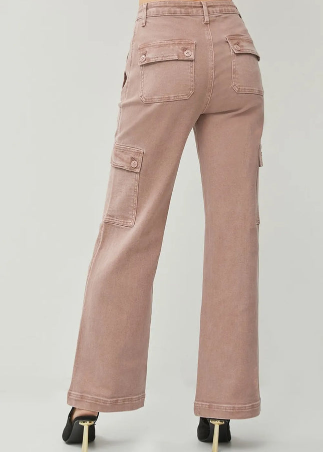 RISEN Full Size High Rise Wide Leg Cargo Jeans - Sleekdenim.com
