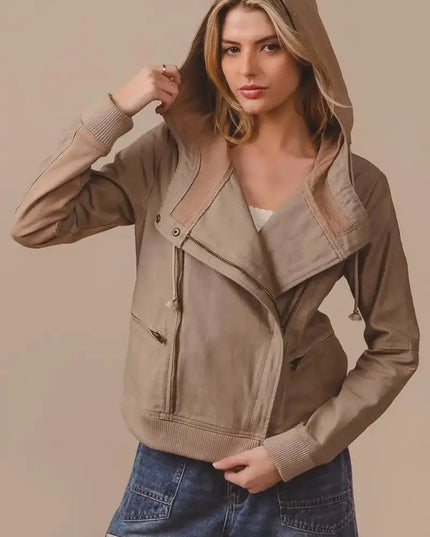 BiBi Textured Woven Rider Jacket - Sleekdenim.com