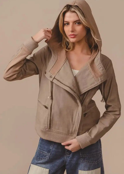 BiBi Textured Woven Rider Jacket - Sleekdenim.com