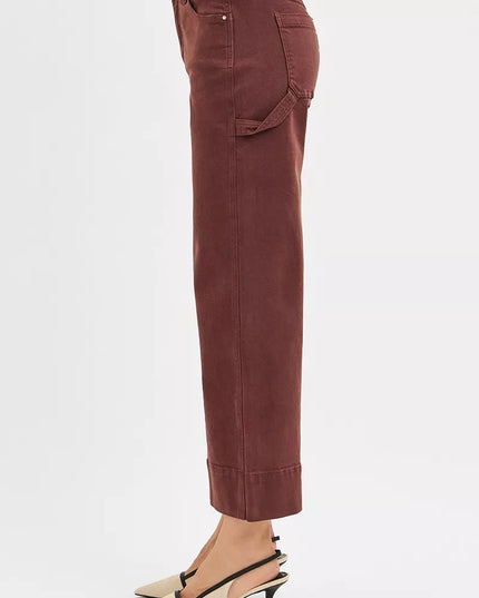 RISEN Tummy Control High Rise Crop Wide No Waist Band Pants - Sleekdenim.com