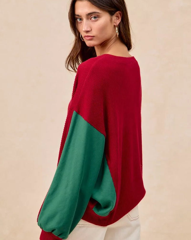 BiBi Christmas Theme Tree Embroidered Sweater - Sleekdenim.com