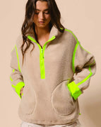 OATMEAL/NEON GREEN / S