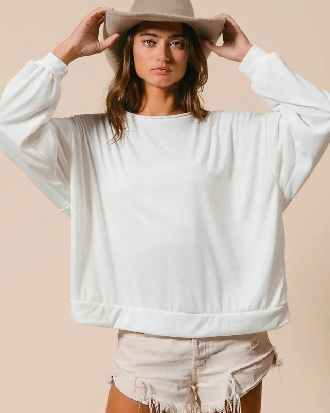 BiBi Loop Terry Pull Over With Cut Edge Band - Sleekdenim.com