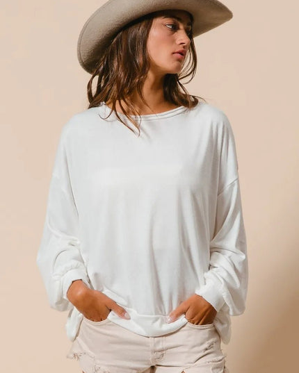 BiBi Loop Terry Pull Over With Cut Edge Band - Sleekdenim.com