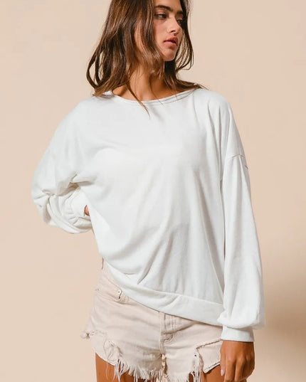 BiBi Loop Terry Pull Over With Cut Edge Band - Sleekdenim.com