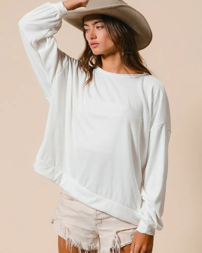 BiBi Loop Terry Pull Over With Cut Edge Band - Sleekdenim.com