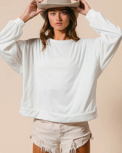 BiBi Loop Terry Pull Over With Cut Edge Band - Sleekdenim.com