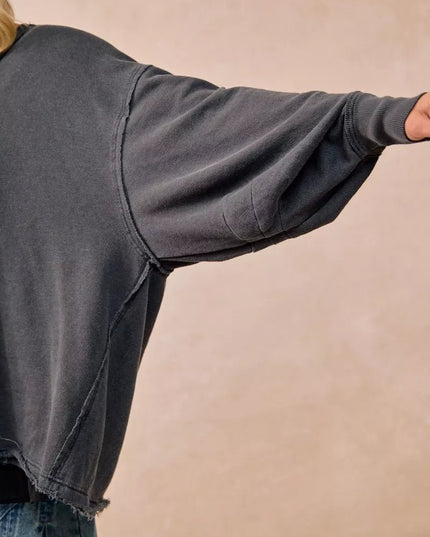 BiBi Mineral Washed French Terry Oversized Sweatshirt - Sleekdenim.com