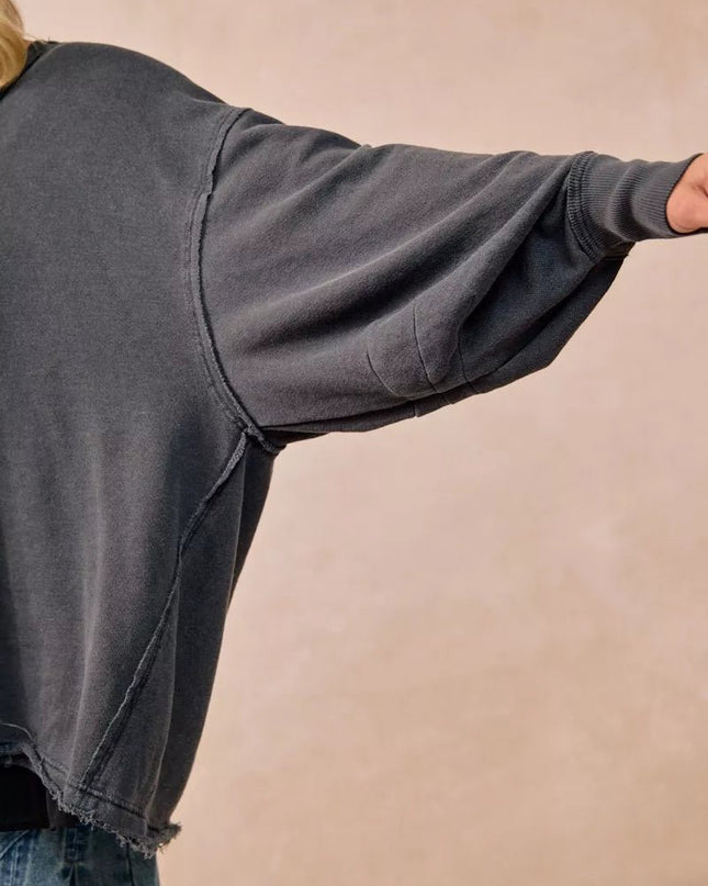 BiBi Mineral Washed French Terry Oversized Sweatshirt - Sleekdenim.com