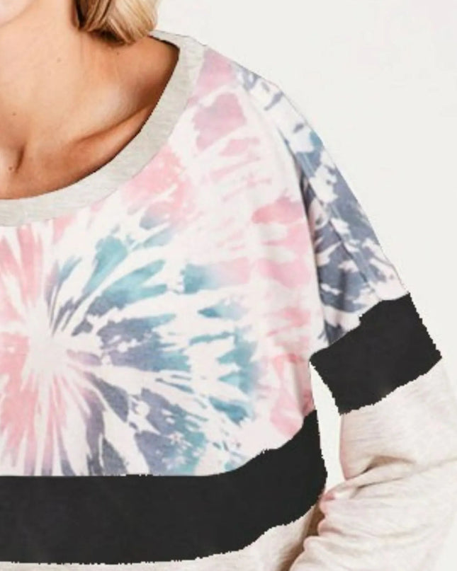 BiBi Mix And Match Color French Terry Wide Neck Top - Sleekdenim.com