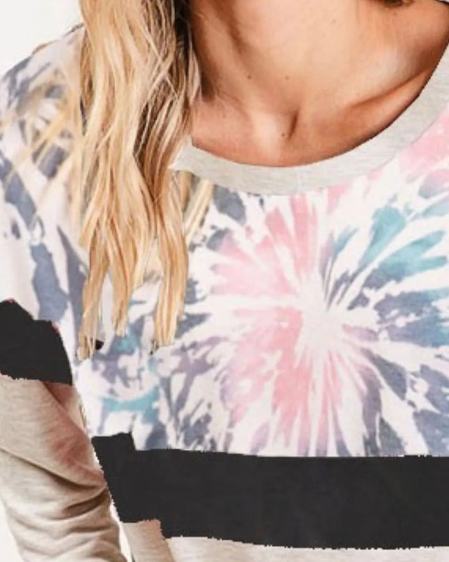 BiBi Mix And Match Color French Terry Wide Neck Top - Sleekdenim.com