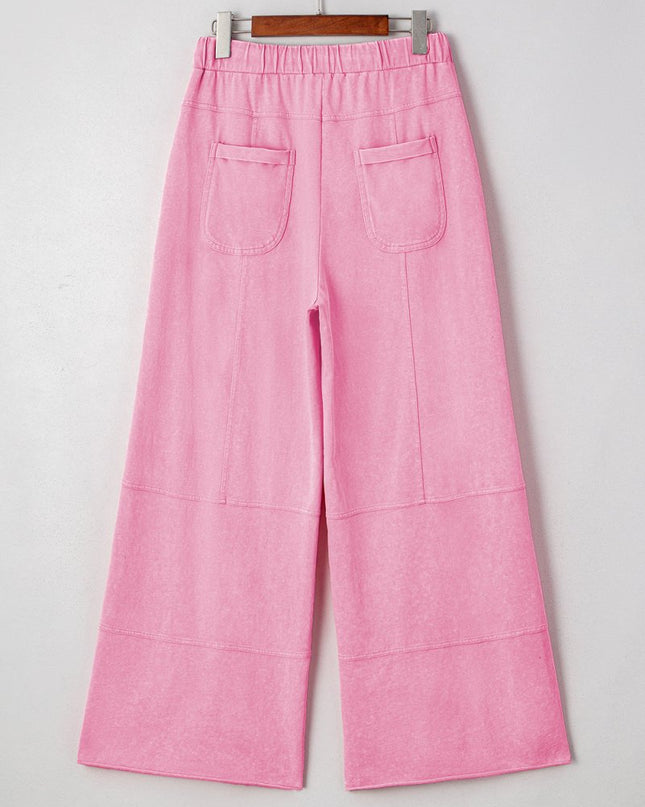 Black Mineral Wash Exposed Seam Wide Leg Cargo Pants - Sleekdenim.com