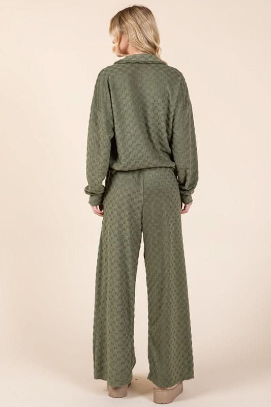 BOMBOM Tied Checkered Wide Leg Pants - Sleekdenim.com