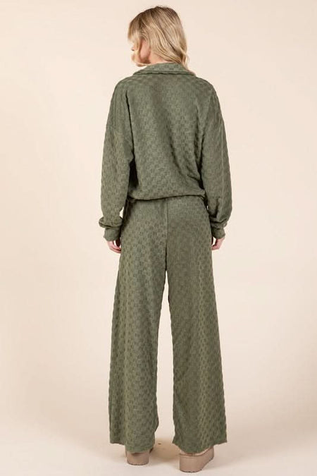 BOMBOM Tied Checkered Wide Leg Pants - Sleekdenim.com